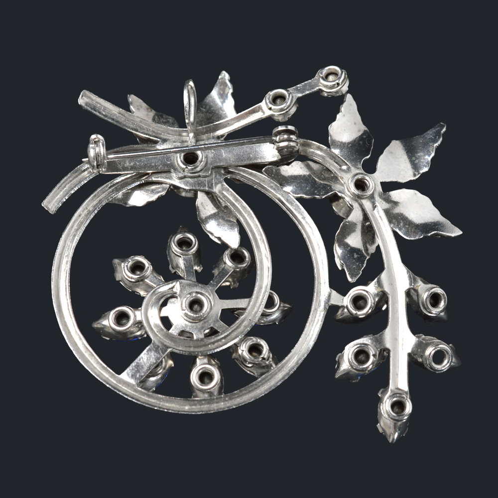 Bugbee & Niles blue crystal orchid flower brooch - Image 2