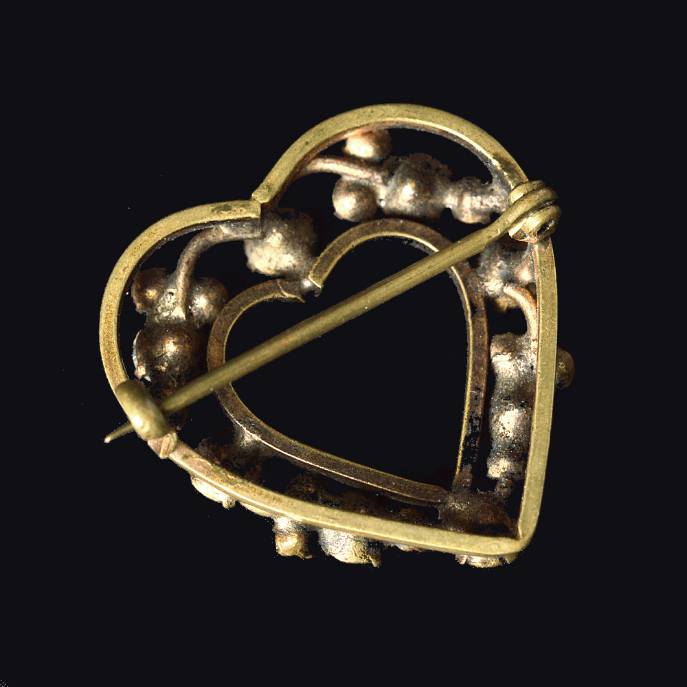 Victorian 'sweetheart' brooch with rhinestones and pearls - Image 2